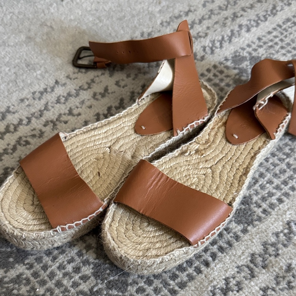 Soludos Tan Leather Espadrille Sandals